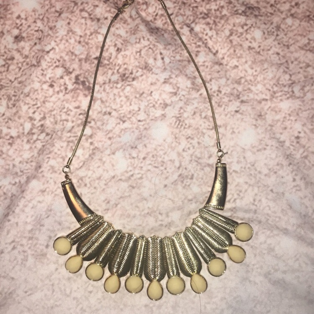 Gold Necklace with cream studs